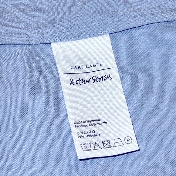 & Other Stories Mini Button Up Cotton Dress Women Size 2 Short Dress Light Blue - Picture 11 of 16